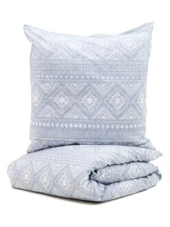 Perkal-Bettwäsche-Set In Blau/ Weiß