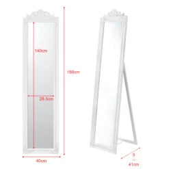 Standspiegel Arezzo In Weiß (H)160cm (B)5cm (L)40cm -Einrichtungsgeschäft en casa standspiegel arezzo in weiss h 160cm b 5cm l 40cm 4