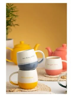 Tasse "Hello Sunshine" In Weiß/ Gelb - 350 Ml -Einrichtungsgeschäft priceandkensington tasse hello sunshine in weiss gelb 350 ml 2