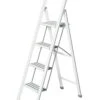 Wenko Alu-Design Klapptrittleiter 4-stufig Weiß In Weiß -Einrichtungsgeschäft wenko alu design klapptrittleiter 4 stufig weiss in weiss