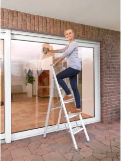 Wenko Alu-Design Klapptrittleiter 4-stufig Weiß In Weiß -Einrichtungsgeschäft wenko alu design klapptrittleiter 4 stufig weiss in weiss 18